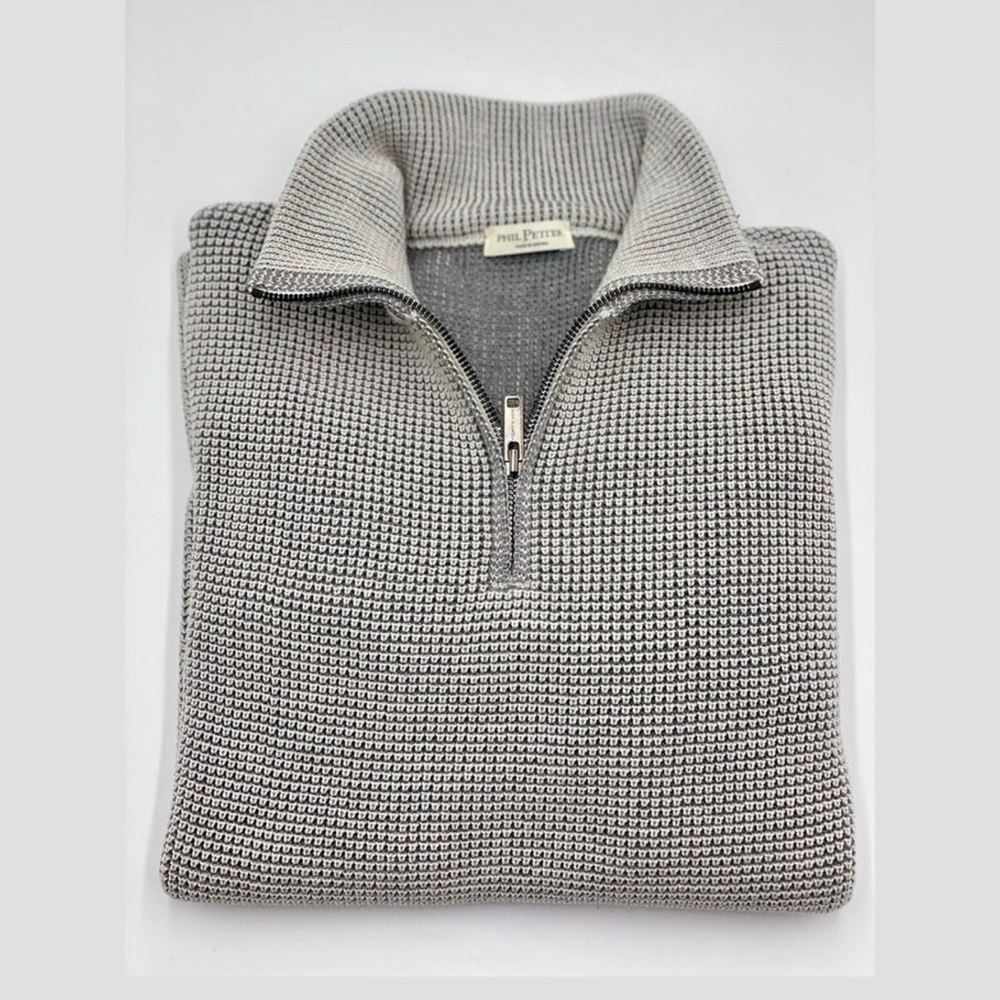 Phil Petter Merino Wool 1/4 Zip Waffle Knit Sweater XXL Made in Austria